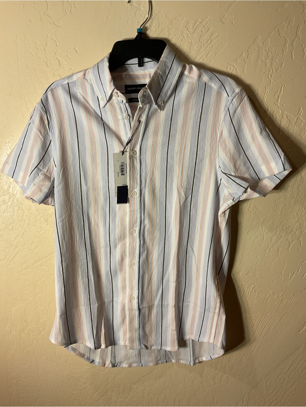 Report collection Button-Down Stripe Shirt - Lilac & Cream small